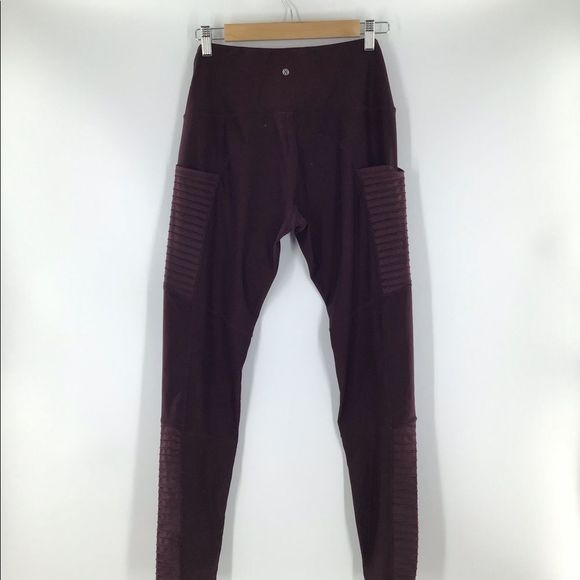Layers Maroon Athletic Leggings Side pocket - Picture 1 of 6